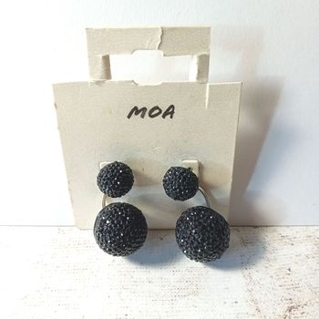boucles d'oreilles moa strass noirs