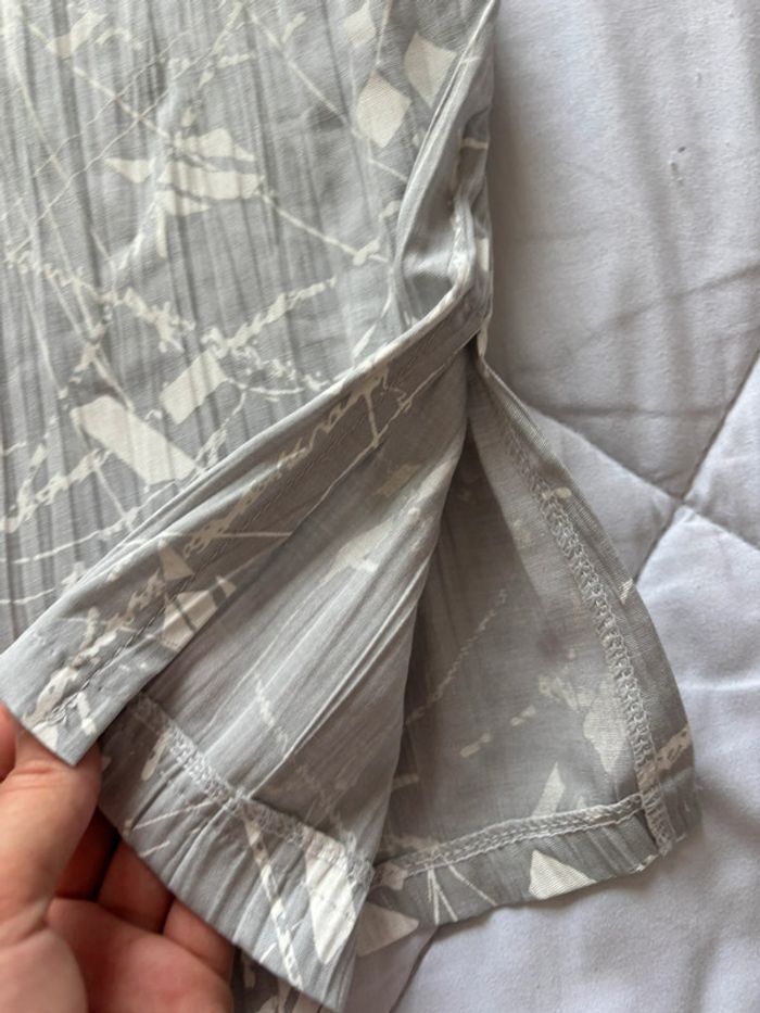 Tunique blouse vintage 90s ample grise col fendu manches 3/4 – Afibel – taille M/38 France - photo numéro 5