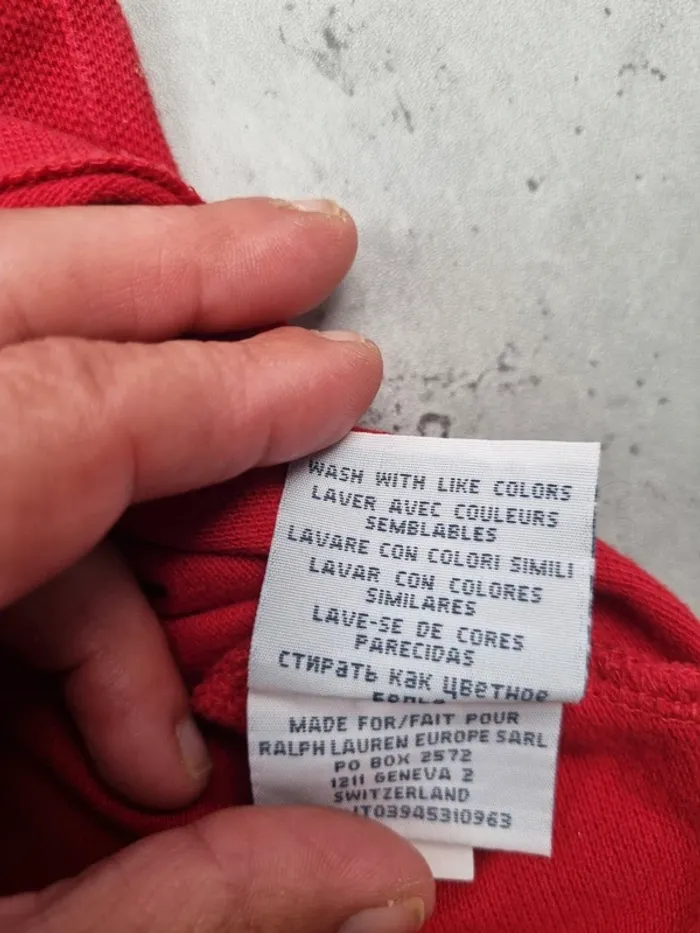 Polo Ralph Lauren rouge logo bleu – Taille XL Homme (mesures en photos) - photo numéro 8