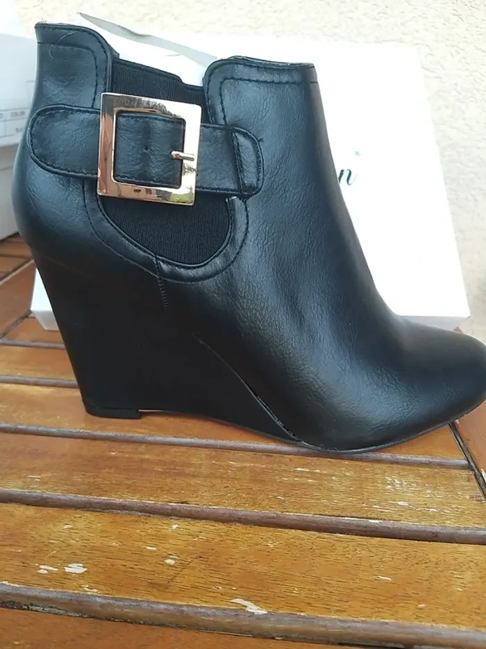 Bottine femme noire compensée - photo numéro 3