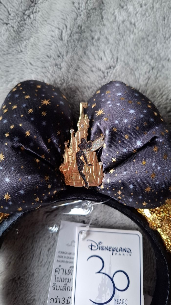 Ears oreilles mickey Disneyland Paris doré noir 30 ans neuves minnie fée clochette - photo numéro 2