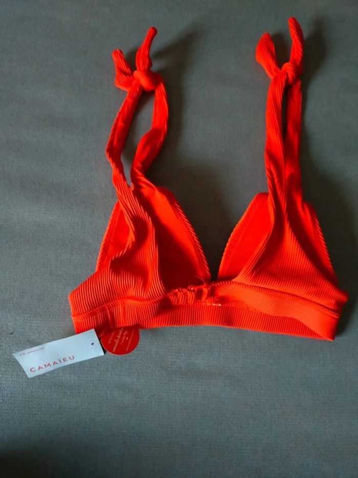 Haut de bikini rouge plissé – Camaïeu – Taille 36 (EU) - photo numéro 2