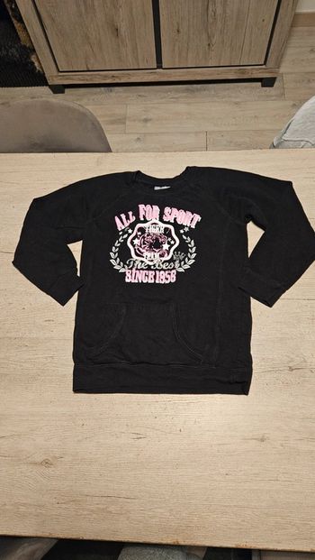 Sweat noir avec incription rose, manches longues, In Extenso sport, 16 ans, nickel