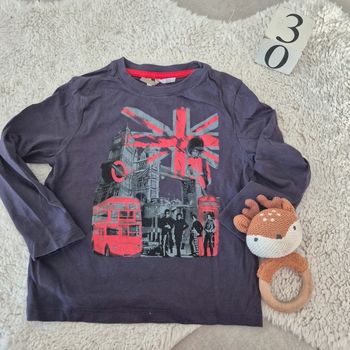 T shirt manche longue londres violet  3ans orchestra