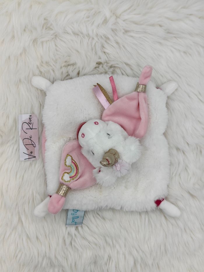 Doudou plat licorne blanc rose Poudre D'Etoiles BN0322 Baby Nat - photo numéro 4