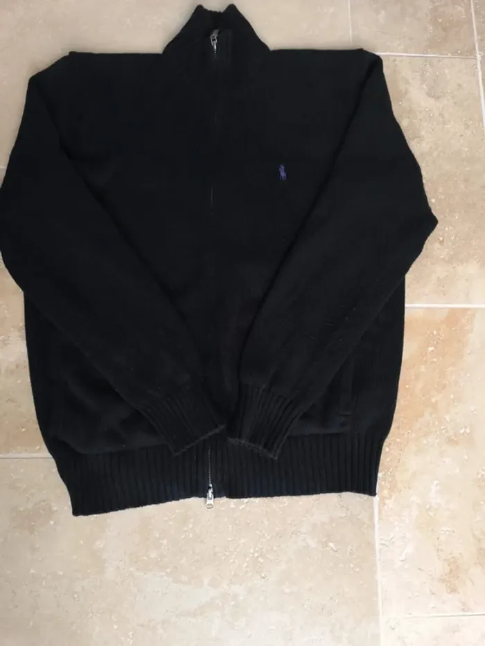 Pull full zip camionneur Polo Ralph Lauren Homme M Noir logo violet - photo numéro 17
