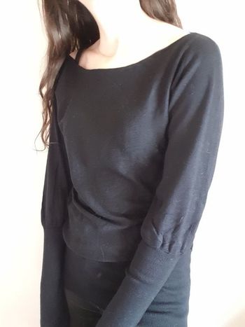 Pull noir manche chauve souris