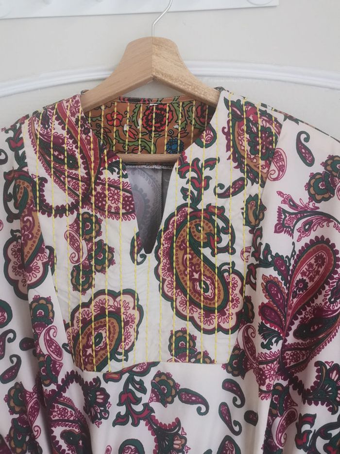 🍙 Robe motif fleurs de cachemire taille 44-46 - photo numéro 3