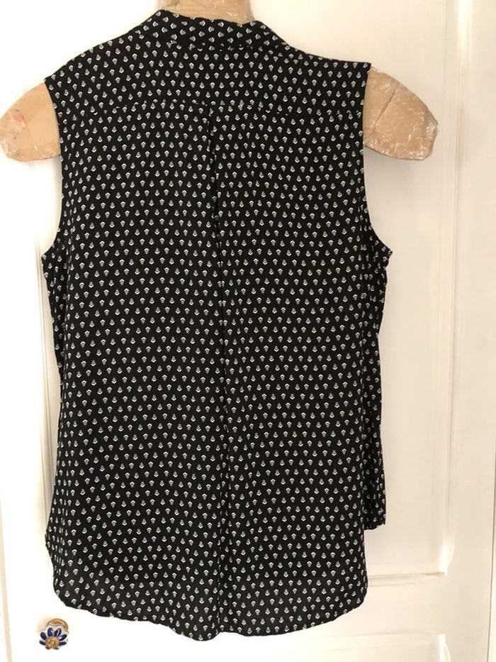 AN129- Blouse noire motifs blancs T 48 (46) NEUVE - photo numéro 2