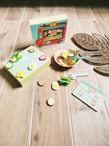 🥗Dinette Coffret Rosette et César- salade avec divers légumes en bois feutrine marque Djeco