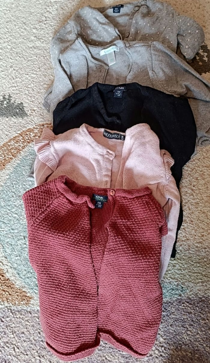 Lot gilet bébé fille 12 mois
