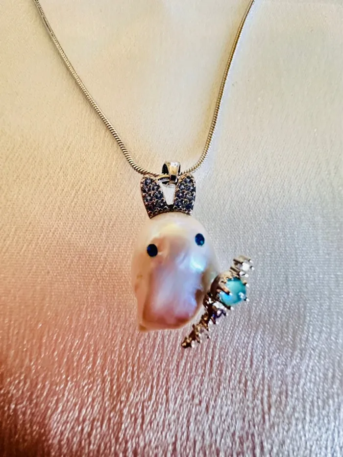 Collier perle naturelle baroque – Petit magicien féérique avec bâton magique - photo numéro 2