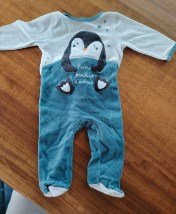 Pyjama velours pingouin