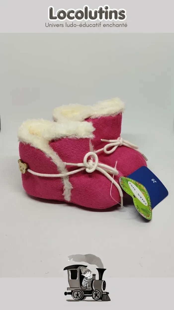 🚂 Chaussons fourrés bébé ▪ rose taille 20 - photo numéro 2