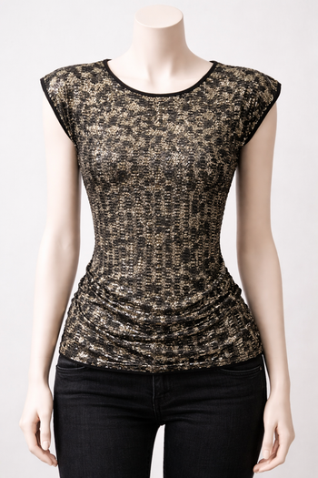 top noir et doré sans manches Taille unique Neuf