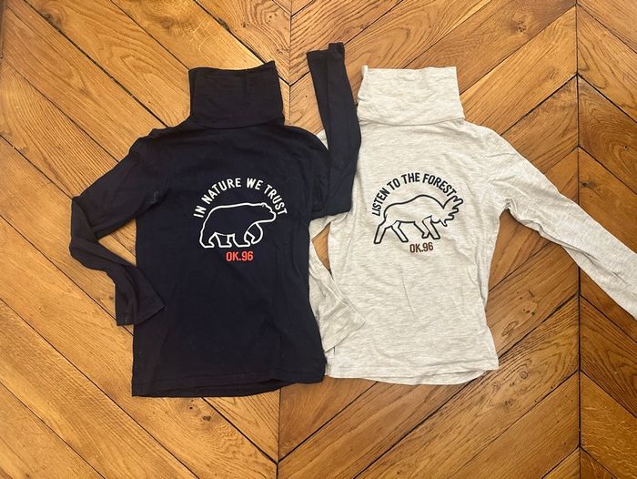 Lot 2 t-shirt col roulé Okaidi 8 ans
