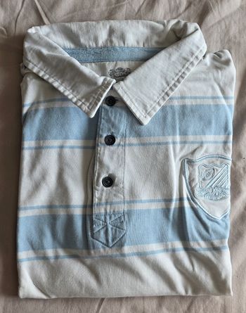Celio Polo Rugby Rayé Blanc Bleu Bon état M