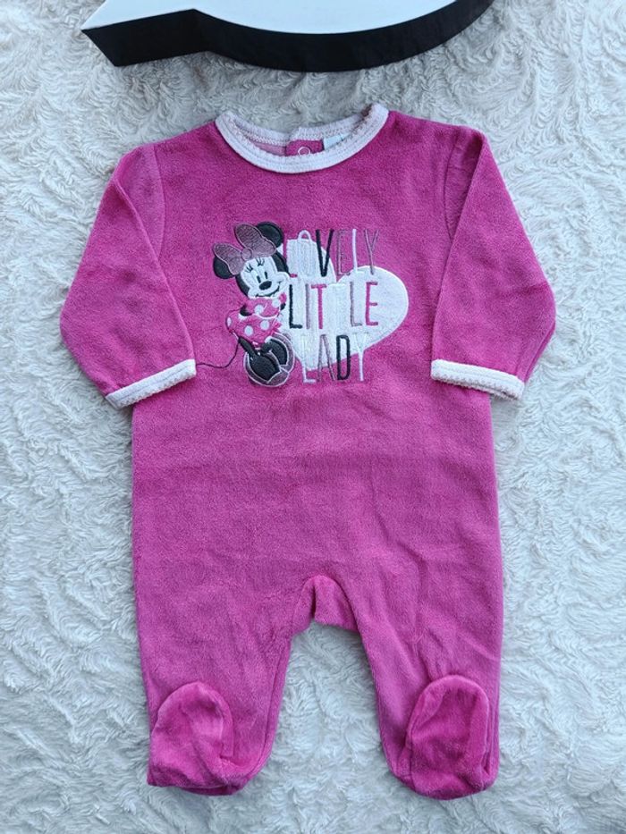 Pyjama grenouillère velours Fille 3 mois Minnie lovely little lady Disney Baby - photo numéro 2