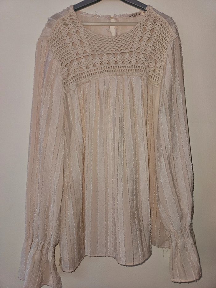 Tunique beige style bohème style crochet