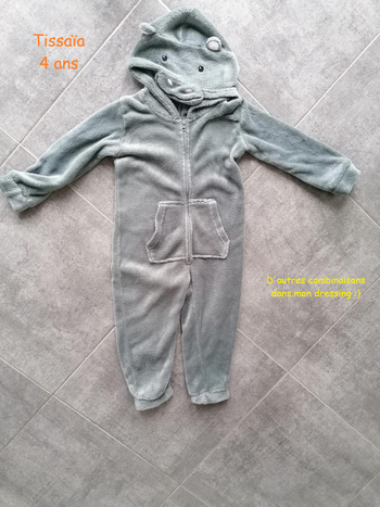 Pyjama tout doux combinaison 4 ans tissaia hippopotame