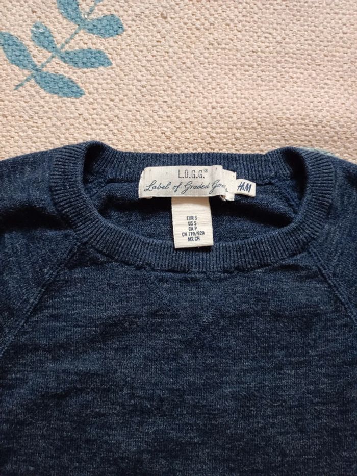 Pull h&m homme bleu logg S tbe - photo numéro 3