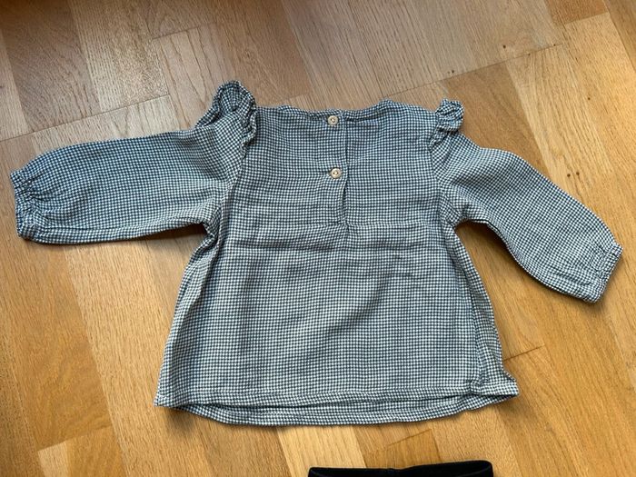 Ensemble tunique/chemisier carreaux volanté et legging bébé fille - photo numéro 6