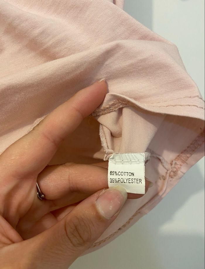 T-shirt rose pâle manches courtes liseré marin - photo numéro 5