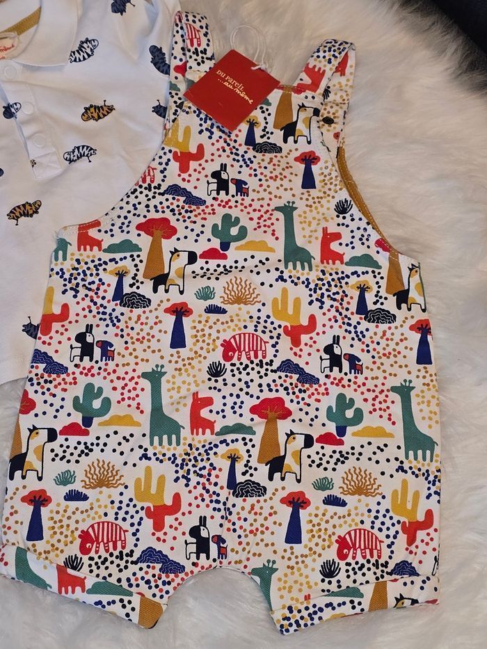 Neufs (non portés)🏷🏷 😍🤩💙ensemble salopette courte et polo mc 12 mois garçon💙💙 - photo numéro 3