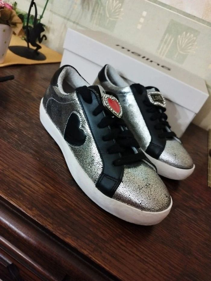 Baskets sneakers argenté cœur Méliné 36 y2k - photo numéro 7