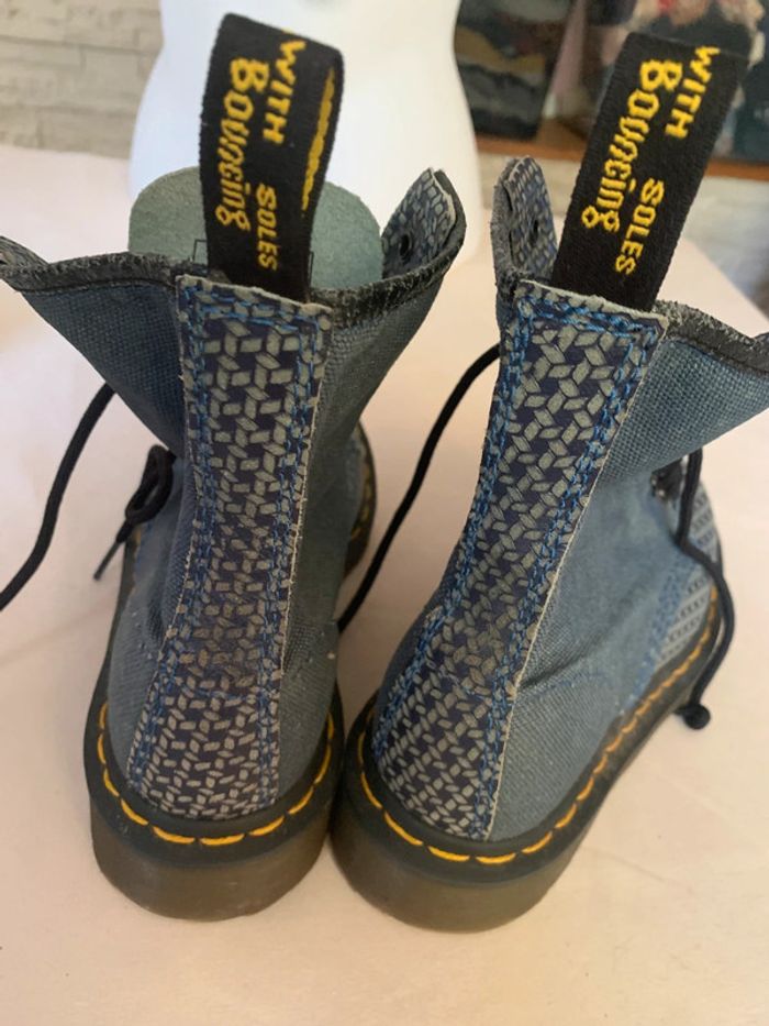 Bottines Dr Martens 1460 en toile et cuir bleus souples, pointure 36 - photo numéro 16