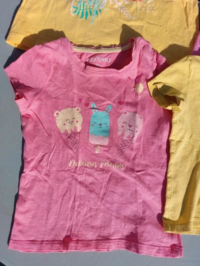 Lot 3 t-shirts rose jaune - photo numéro 2