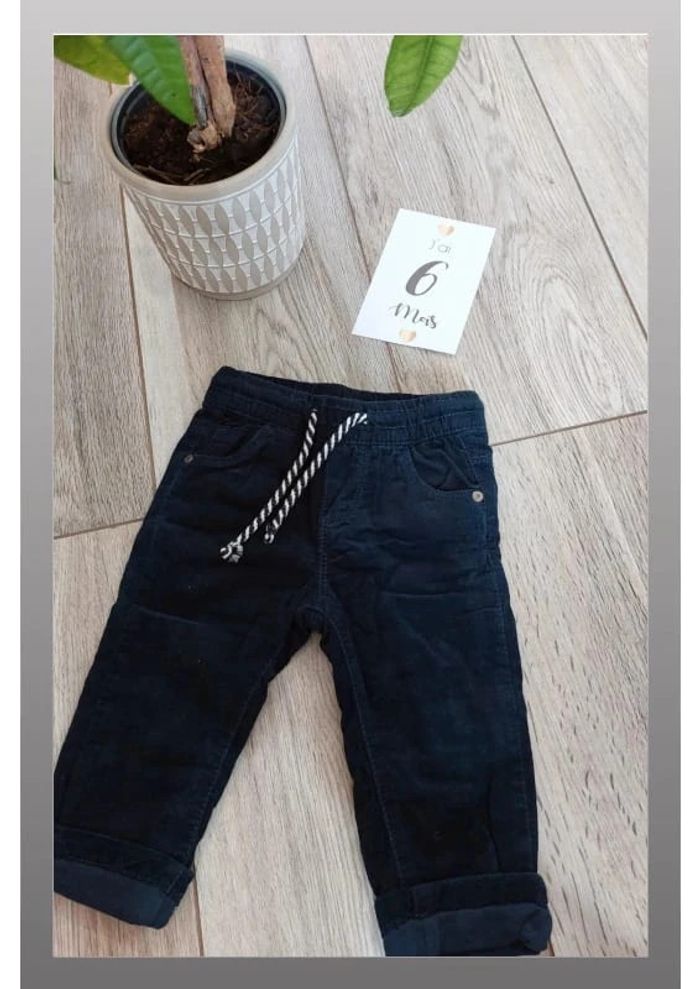 Pantalon hiver velours tape à l œil 6 mois  bleu marine