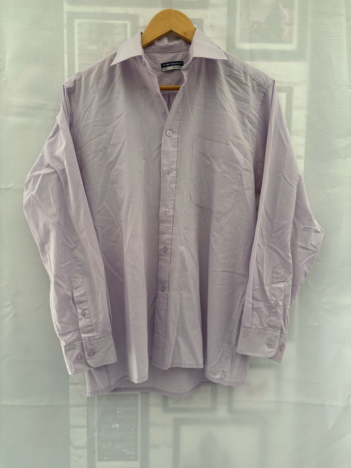 Chemise Lila unie à manches longues - Tom Hagan - M/38