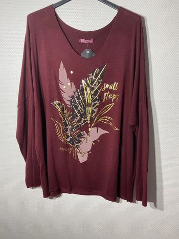 Pull « feuilles » femme taille unique (40-46)- just me - neuf avec étiquette
