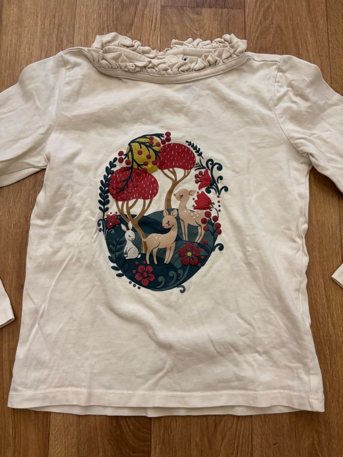 T-shirt crème imprimé cerf fille 7 ans - photo numéro 3