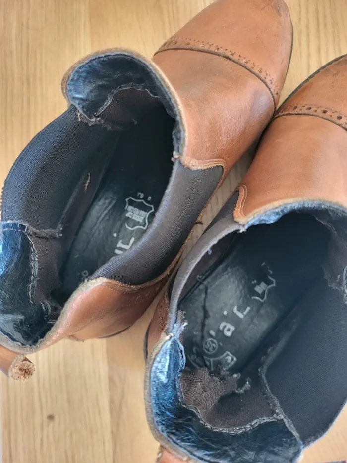 Bottines Chelsea en cuir véritable marron Laif' - photo numéro 10