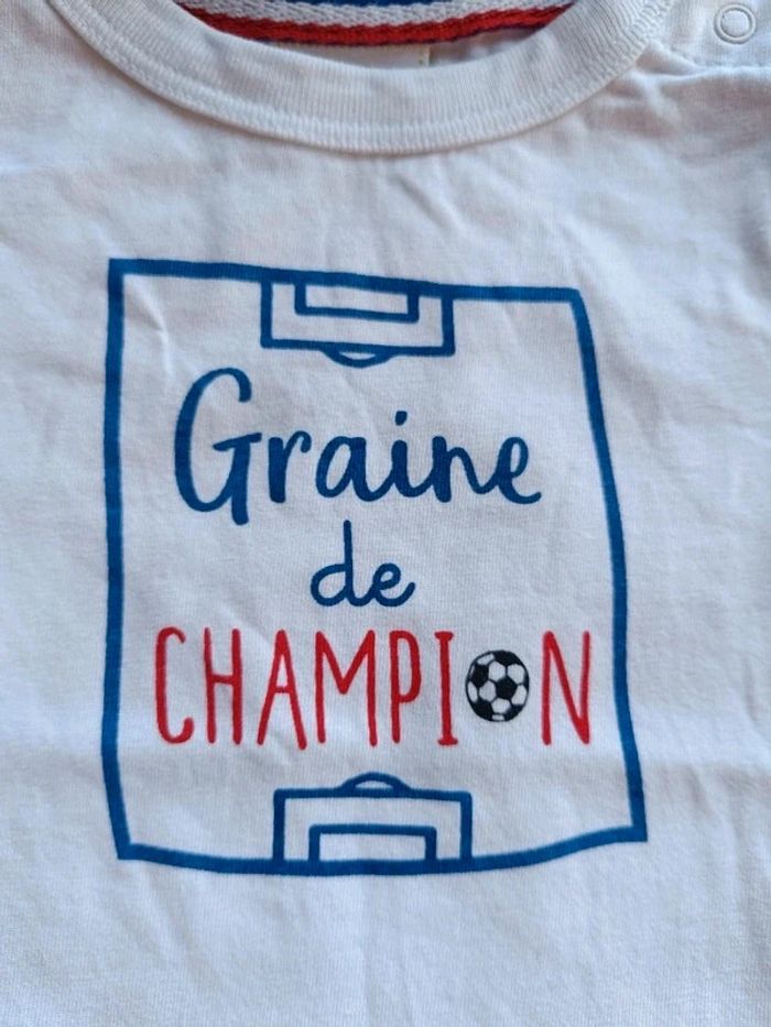 Ensemble (tee shirt manches courtes+jogging) Garçon 6 mois graine de champion football - photo numéro 5