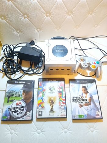 🎮 Nintendo GameCube argent + manette + 3 jeux + affiche bonus 🎁 Prête à jouer