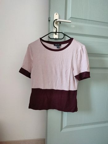 Tee shirt court rose et prune
