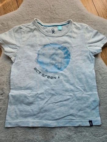 T.shirt Okaïdi blanc chiné et bleu chiné 5 ans