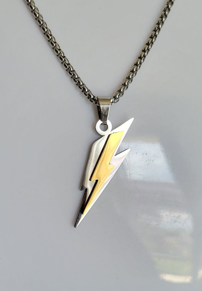COLLIER HOMME ECLAIR ARGENTE ET DORE ! NEUF ! - photo numéro 2
