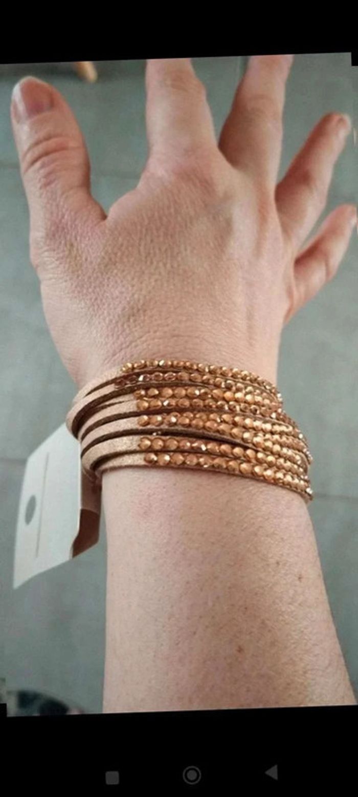 Bracelet a strass pression doré - photo numéro 2