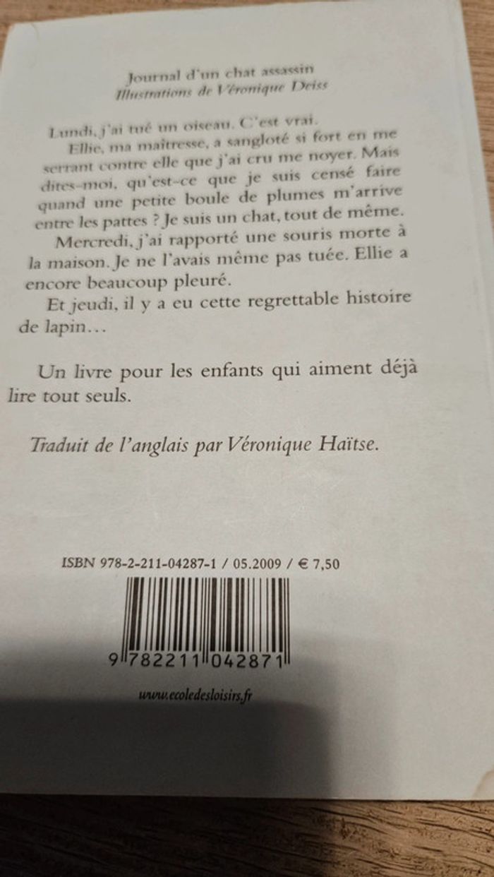 Livre enfant Journal d un chat assassin de Anne Fine, bon état - photo numéro 3