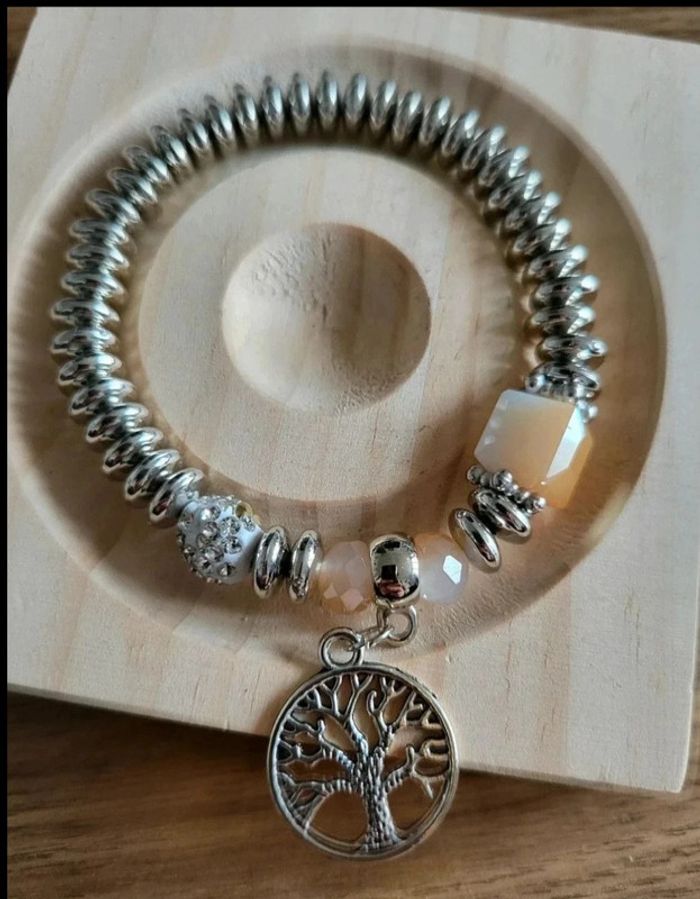 Lot 4 bracelets perles bohème – arbre de vie, aile, pompon – style zen ethnique mixte unisexe - photo numéro 6