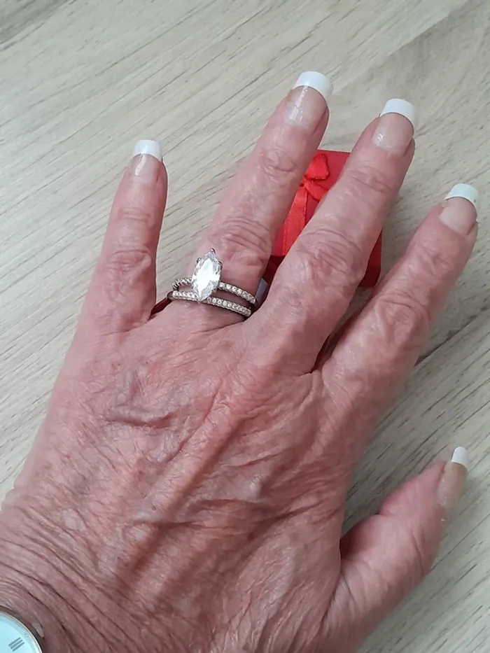 Ensemble de 2 bagues, Alliance + Bague coupe marquise, taille 60 - N° 02 - photo numéro 5
