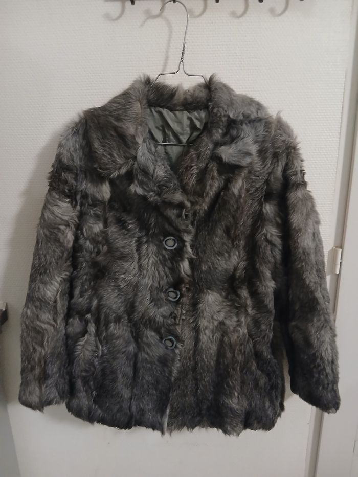 Manteau en fourure vintage lapin taille 38 couleur gris - photo numéro 6