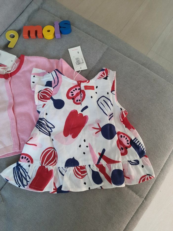 Ensemble Catimini tee-shirt et gilet taille 9 mois neuf avec étiquettes - photo numéro 3