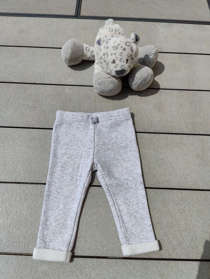 Pantalon fille gris clair Tao 12 mois