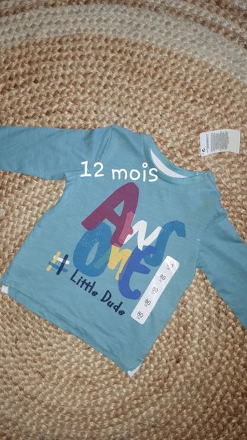 Tee shirt manches longues garçon - 12 mois