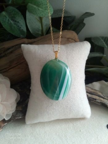 Collier agate verte pierre naturelle